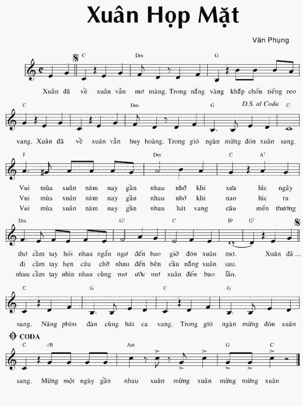 Sheet nhạc Xuân Họp Mặt